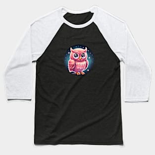 This Owl is Starring! Cute owl on a starry sky Baseball T-Shirt